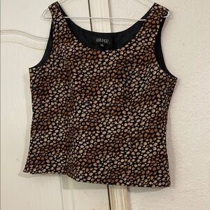Kasper Brown and Tan Fitted Sleeveless Tank Top